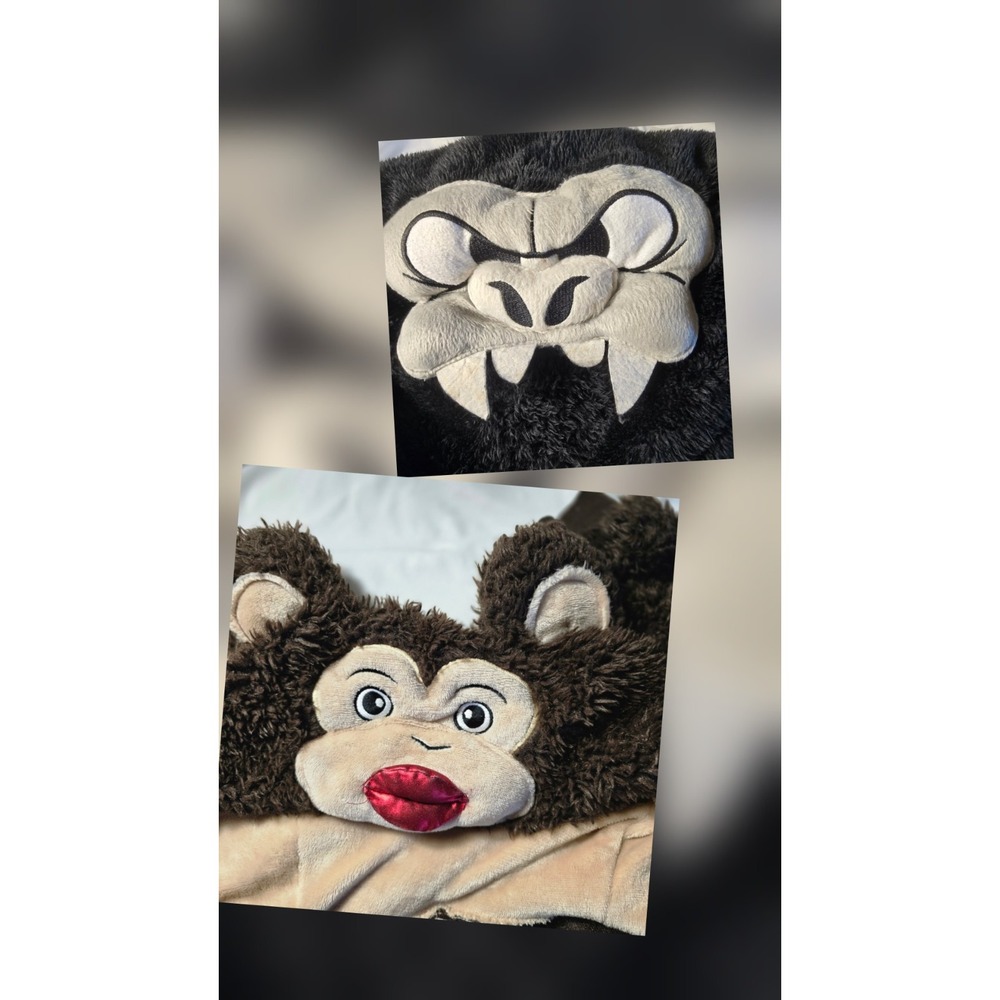 Adult Set Monkey Gorilla PJ's jumpsuit  One Piece Animal Costume Size XL And Med
